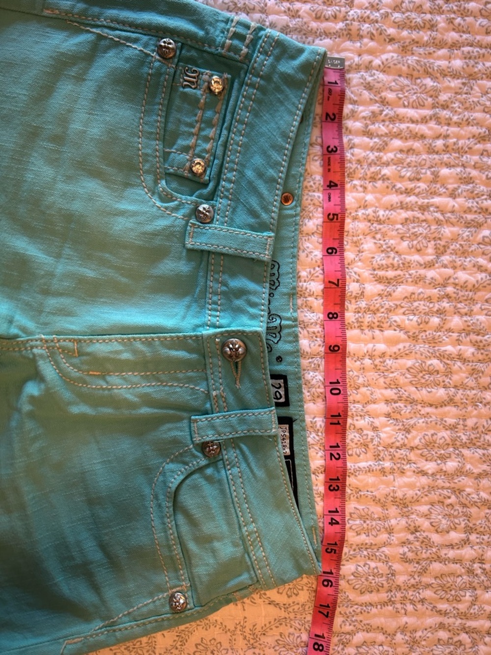 Miss Me Aqua Embellished Denim Shorts - Picture 6 of 7